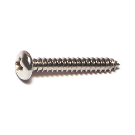 Sheet Metal Screw, #6 X 1 In, 18-8 Stainless Steel Pan Head Phillips Drive, 20 PK